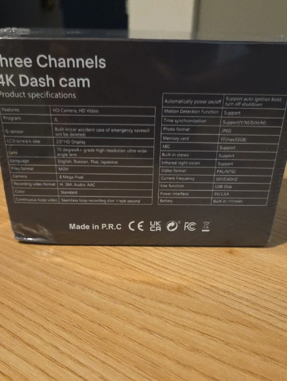 3-Channel 4K Dash Cam - Black